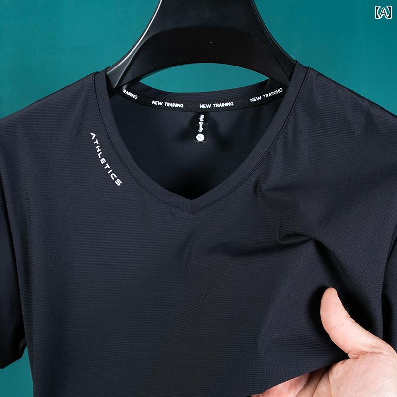 Vネック セーター レディース Vネック 半袖 メンズ 夏用 大きいサイズ 冷感 クールトップ プラス 大きめ サイズ Tシャツ 伸縮性 速乾