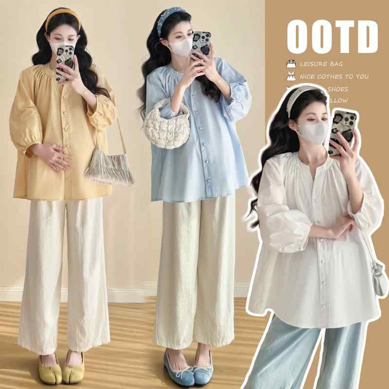マタニティ　パンツ　レギンス 妊婦の 春服 韓国 ファッション 2025 早春 シャツ ゆったり カジュアル ..