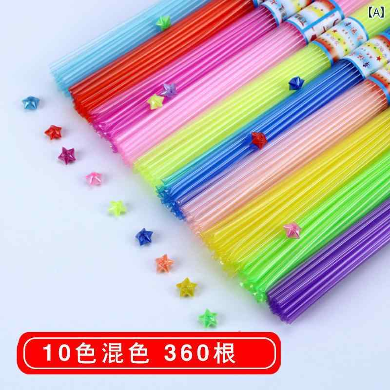 アクセサリー　ヘア　雑貨 折りたたみ 式 星型 チューブ 発光 完成 品 プラスチック ストロー 透明 手 積み 織り 折り紙 幸運の 五芒星 ボトル 蛍光