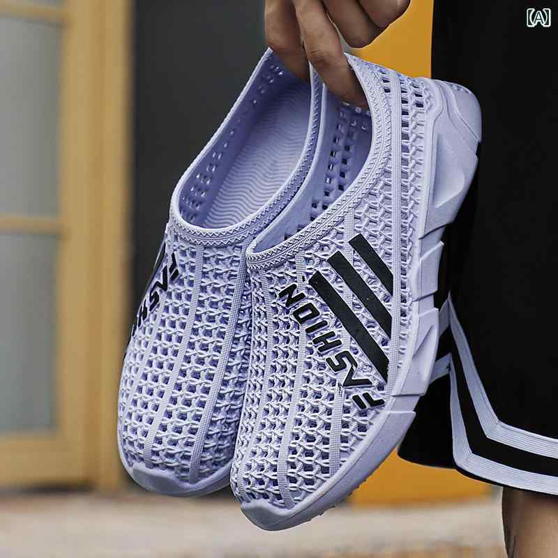 スリッパ　シューズ　カジュアル 夏の 男性用新 ホール シューズ 通気性 滑り止め 防臭 ソフト ソール 厚底 耐摩耗 アウトドアウェア 包 頭 ビーチ プラスチック ファッション