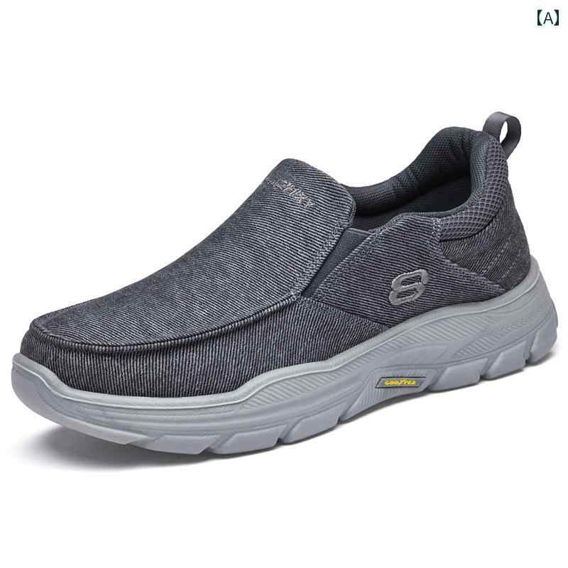 スリッパ　シューズ　カジュアル オールド 布 靴 メンズカジュアル 快適 高齢者 ワン ステップ 滑り止め ソフト ソール 中年 キャンバスお父さん 厚底