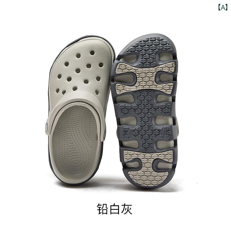 スリッパ　シューズ　カジュアル 夏用 滑り止め 穴 付き シューズ 女性用 アウトドアウェア 防臭 厚手 ソフト ソール つま先 閉じ ウェーディング ビーチ 男性用 通気性 旅行 サンダル