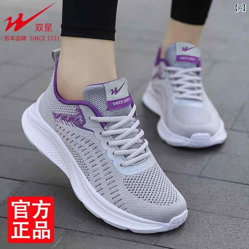 スリッパ　シューズ　カジュアル ダブル スター スポーツ シューズ レディースシューズ メッシュ 春秋 ランニング レディース ママ 滑り止め ソフト ソール カジュアル