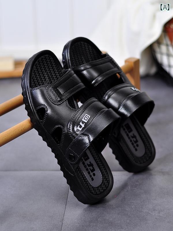 スリッパ　シューズ　カジュアル 夏の 屋外 運転用 デュアルの 戦士 メンズサンダル 滑り止め 厚底 プラスチック アウトドア 大型 ビーチ スリッパ