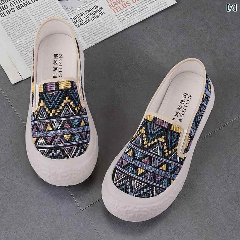 スリッパ　シューズ　カジュアル 漁師 靴 女性 2025 古風 布 春夏 厚底 スリッポン ソフト ソール 滑り止め な キャンバス シューズ