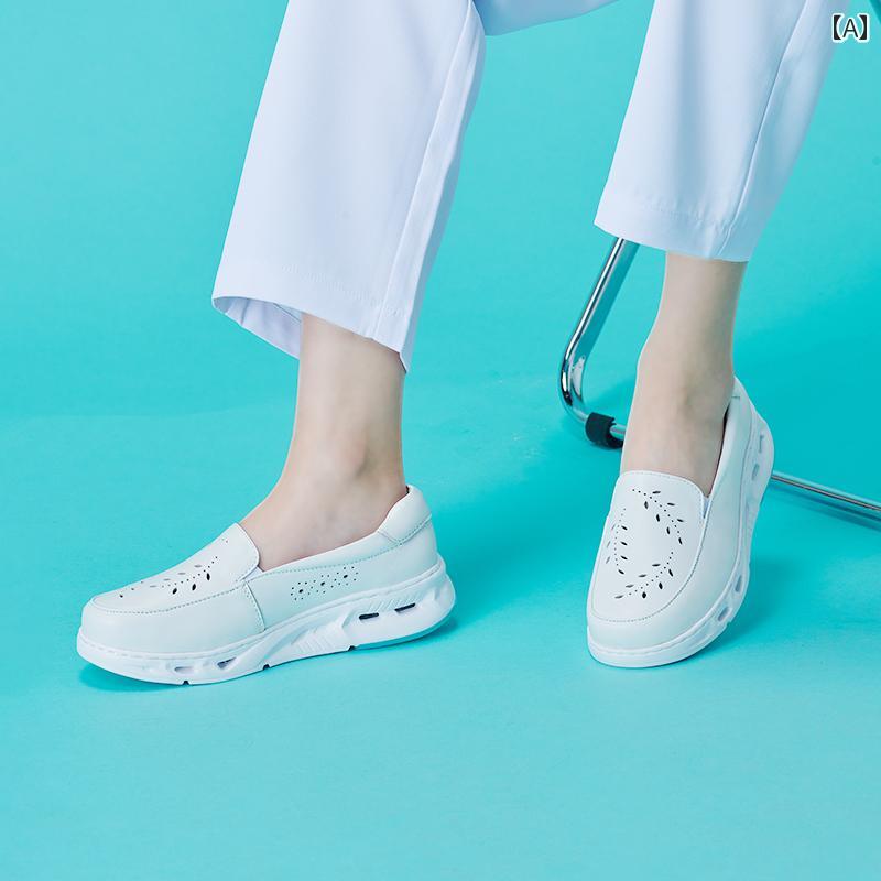 スリッパ　シューズ　カジュアル Bulanni ナースシューズ 女性用 ソフト ソール 革 防臭 疲れにくい 夏用 医療用 作業 靴 春 通気性 滑り止め