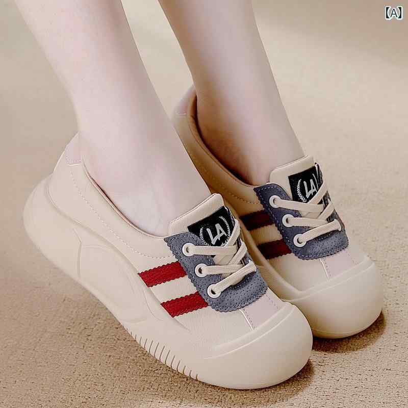 スリッパ　シューズ　カジュアル レッド ジン ヤン 革 カジュアル シューズ レディース 2024 秋 ソフト ソール長 時間 立っても 足が 疲れにくい シングル 厚底 軽量 スポーツ