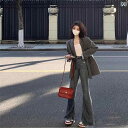 ビジネス スーツ ジャケット ショート パンツの レディース グレー スーツ ジャケット 2025 春秋 パンツ 韓国 ゆったり スモール