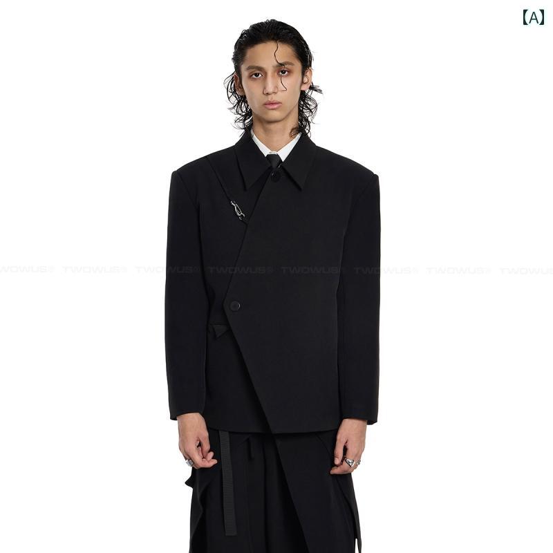 ビジネス　スーツ　ジャケット TWOWUS 非 対称の 高級 小さい スーツ カジュアル ゆったり ショート ジャケット 男女兼用