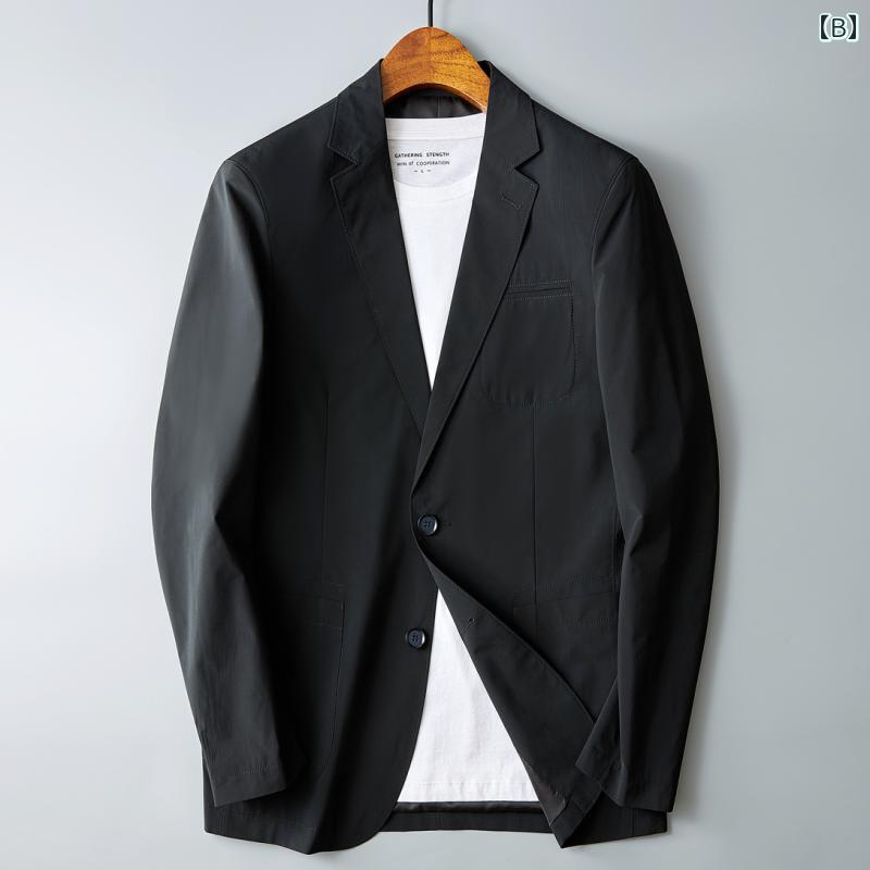 ビジネス　スーツ　ジャケット 2025 春秋 メンズスーツ しわに なりにくいノー アイロン ビジネス カジュアル スモール スーツ 薄手 シングル 大きいサイズ ジャケット