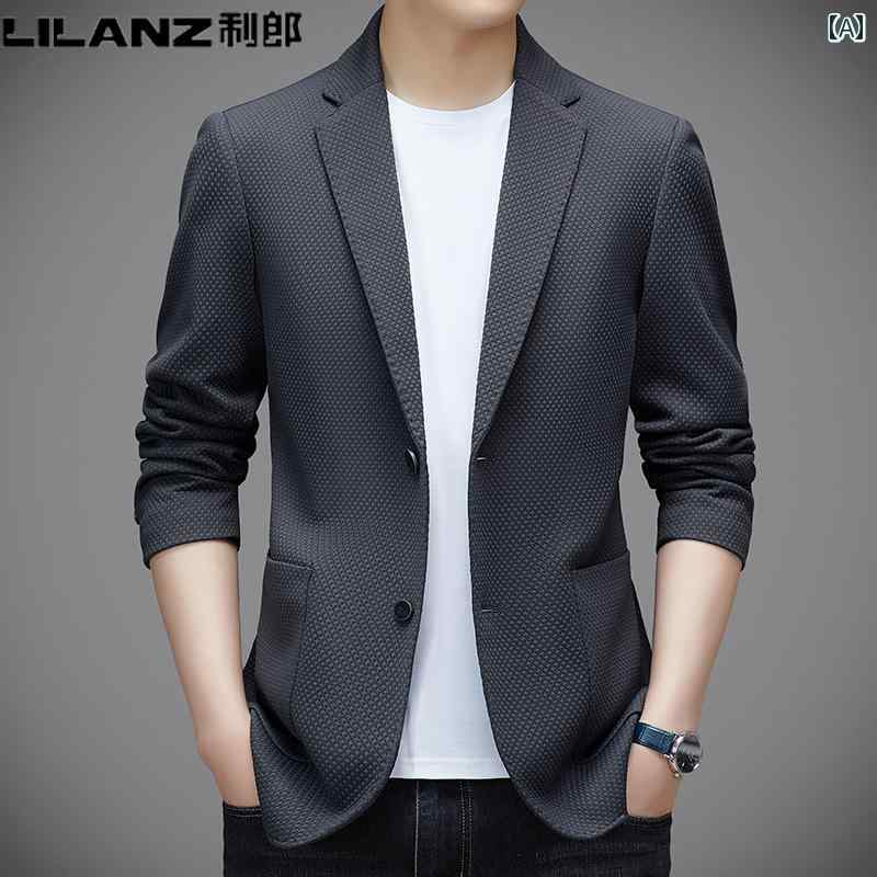 スーツ　ジャケット　カジュアル Lilang メンズスーツ カジュアル 春 ハイエンド 中年 ビジネス シングルブレスト ジャケット メンズな ノンアイロン スーツ