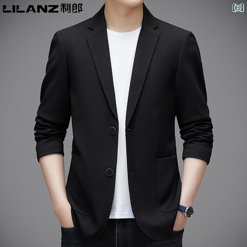 スーツ　ジャケット　カジュアル Lilang メンズスーツ カジュアル 春 ハイエンド 中年 ビジネス シングルブレスト ジャケット メンズな ノンアイロン スーツ
