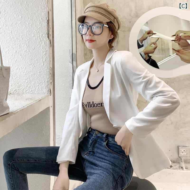 スーツ　ジャケット　カジュアル 薄手の リネン スーツ 女性 春夏 小さい 中年 七分袖 綿 リネンの 白衣