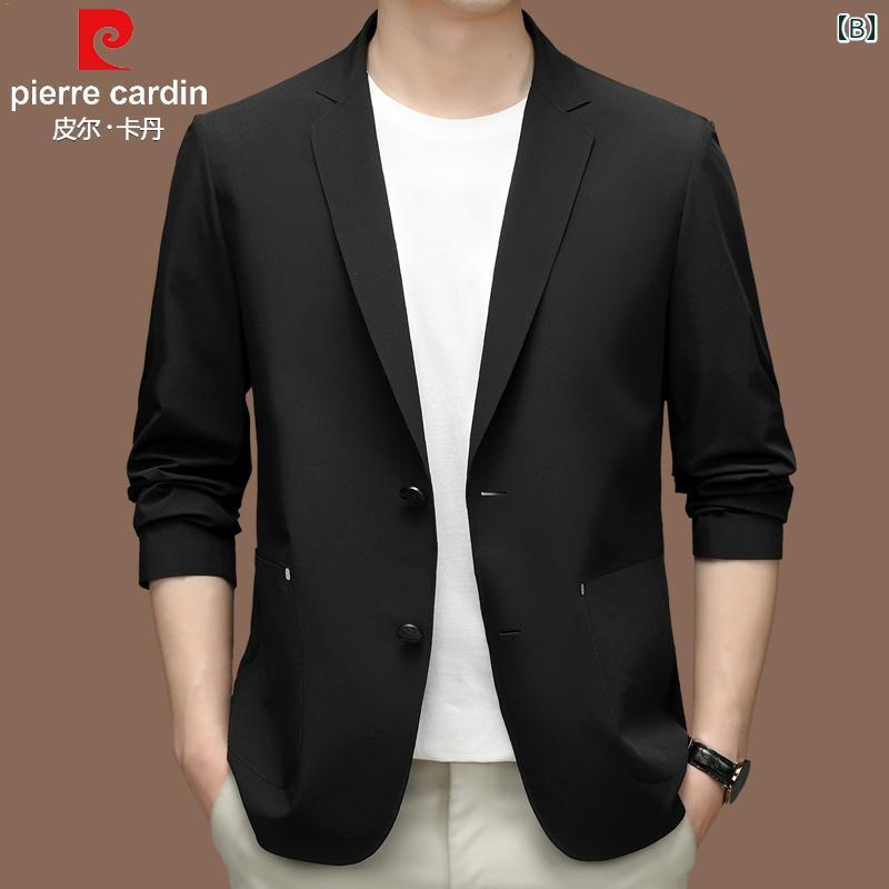 ビジネス　スーツ　ジャケット ピエールカルダン 夏 薄手 日焼け防止 スーツ メンズ 春夏 冷感 カジュアル ハイエンド ノンアイロン スモール シングル ウエスタン ジャケット