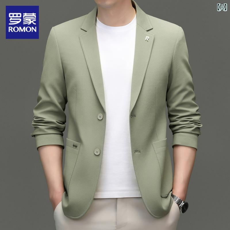 スーツ　ジャケット　カジュアル ロモン カジュアル スーツ メンズ 春 薄手 軽量 ビジネス シングルブレスト ジャケット ハイエンド