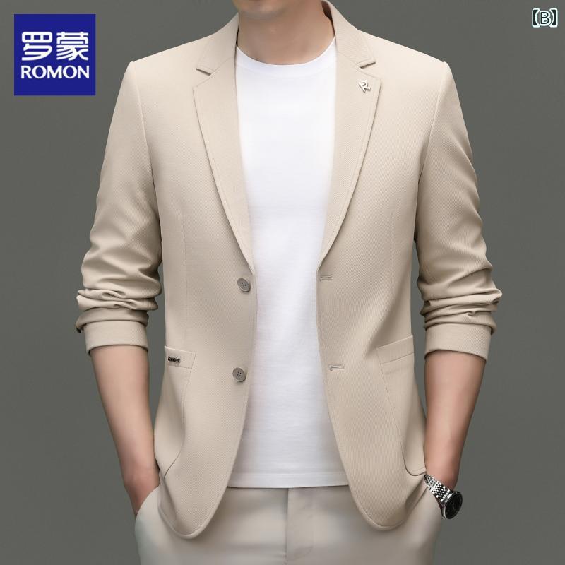 スーツ　ジャケット　カジュアル ロモン カジュアル スーツ メンズ 春 薄手 軽量 ビジネス シングルブレスト ジャケット ハイエンド
