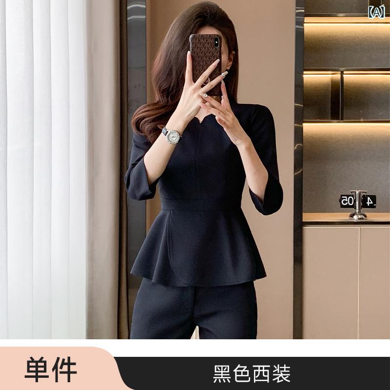 スーツ　ジャケット　カジュアル 女性用 スーツ 2025 プロ OL 高級 ジュエリー 美容 サロン 作業着 フ..
