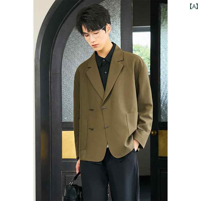 スーツ　ジャケット　カジュアル チャイナ風 カジュアル スーツ メンズジャケット 2025 春秋 韓国 小さい ゆったり シングル トップ