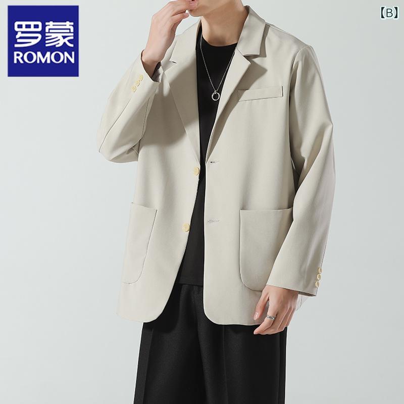 スーツ　ジャケット　カジュアル ロモン カジュアル スーツ ジャケット メンズ 春夏 ゆったり 多機能 DK 制服 紳士服 ハイエンド 軽い 大人 スタイル