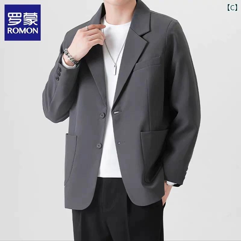 スーツ　ジャケット　カジュアル ロモン カジュアル スーツ ジャケット メンズ 春夏 ゆったり 多機能 DK 制服 紳士服 ハイエンド 軽い 大人 スタイル