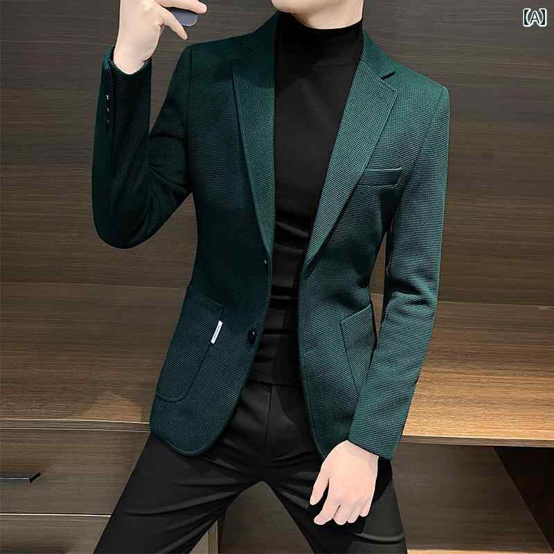 ビジネス スーツ ジャケット ワッフル ブレザー メンズ 2024 春秋 ハイエンド メンズビジネス カジュアル スーツ