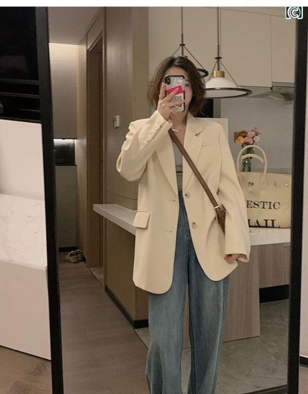 ビジネス　スーツ　ジャケット 白い 小さい スーツ ジャケット レディース 2024 春秋 カジュアル 韓国 プチ シック トップ