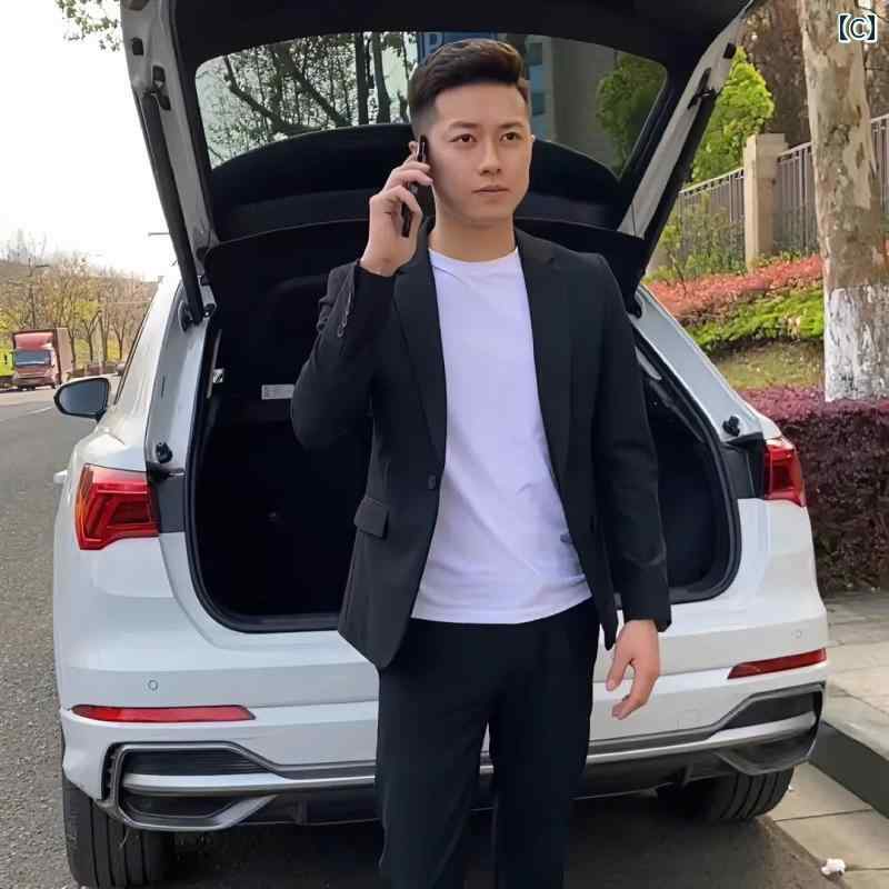 ビジネス　スーツ　ジャケット シンプルで 軽い 大人 メンズ 春夏 カジュアル スーツ 高級 感の ある な 韓国 小型 ジャケット 薄手 スタイル