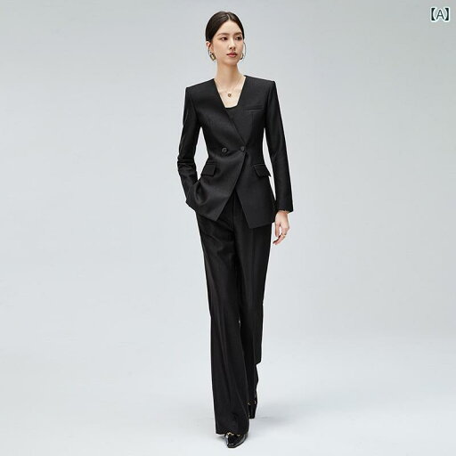 ビジネス スーツ ジャケット 女性用 ブラックノー カラー スーツ カジュアルで 有能な ビジネス の 2024年 早春 コート ビジネス スーツ ジャケット 女性用 ブラックノー カラー スーツ カジュアルで 有能な ビジネス の 2024年 早春 コート