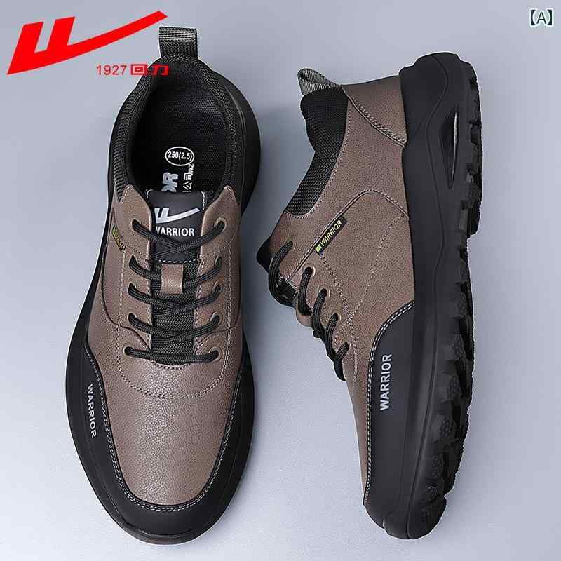シューズ　スリッパ　カジュアル ウォリアー 革 シューズ メンズ 通気性 ソフト ソール 滑り止め アウトドア ハイキング ビジネス カジュアル 通勤 靴