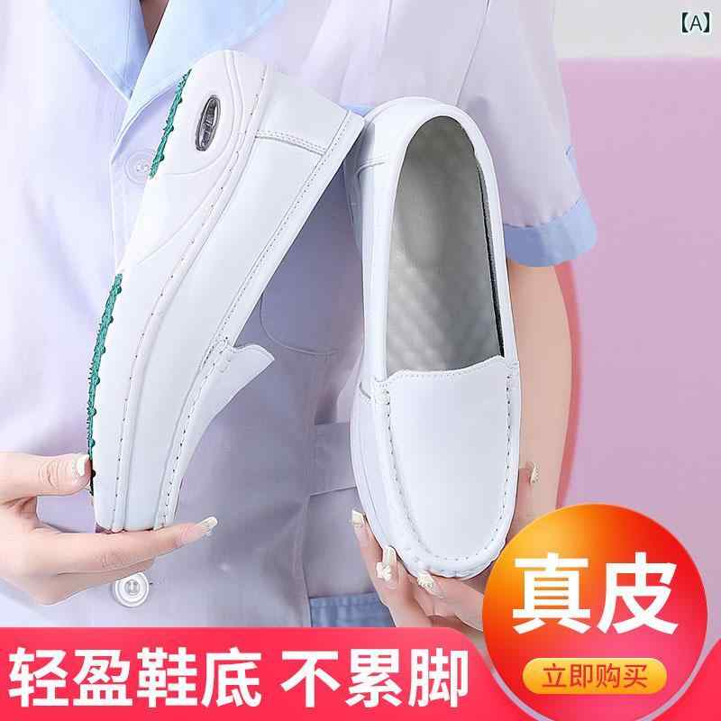 シューズ　スリッパ　カジュアル 女性用 エア クッション ナースシューズ ソフト ソール 秋冬用 ベルベット 素材 通気性 防臭性 滑り止め 疲れにくい 革 厚底 医療用 ホワイト シューズ