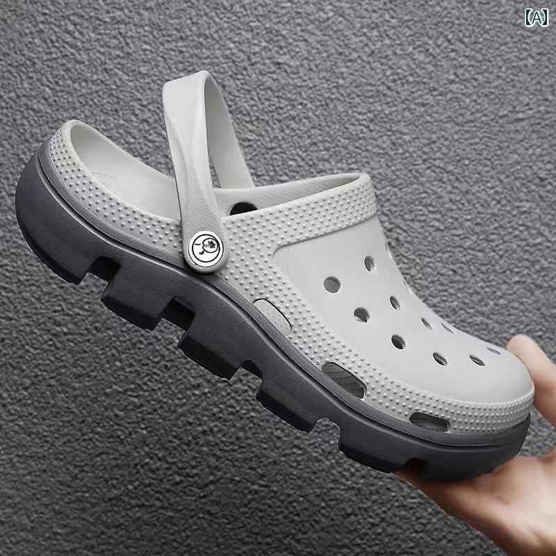 シューズ　スリッパ　カジュアル 男性用 和風 DB ホール シューズ アウトドアウェア 滑り止め 防臭 EVA サンダル ソフト ボトム 大きいサイズ スリッパ