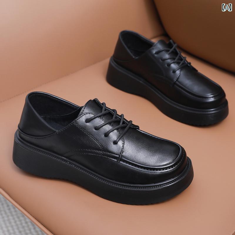 シューズ　スリッパ　カジュアル KFC ワーク ローファー 女性用 黒 革靴 滑り止め ソフト ソール プロ 仕様 英国製 厚底 4 cm シングル シューズ