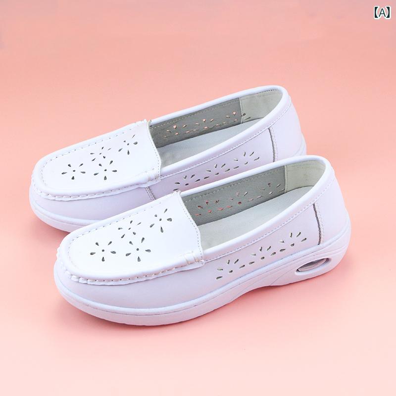 シューズ　スリッパ　カジュアル 女性用 ナースシューズ ソフト ソール 2025年 快適 フラット 厚底 通気性 防臭 疲れにくい 滑り止め ホワイト 夏