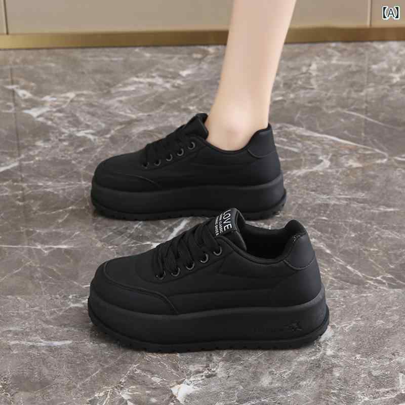 シューズ　スリッパ　カジュアル 春の レディース ソフト ソール オール ブラック スポーツ カジュアル シューズ レザー 表面 防水 滑り止め 作業 靴