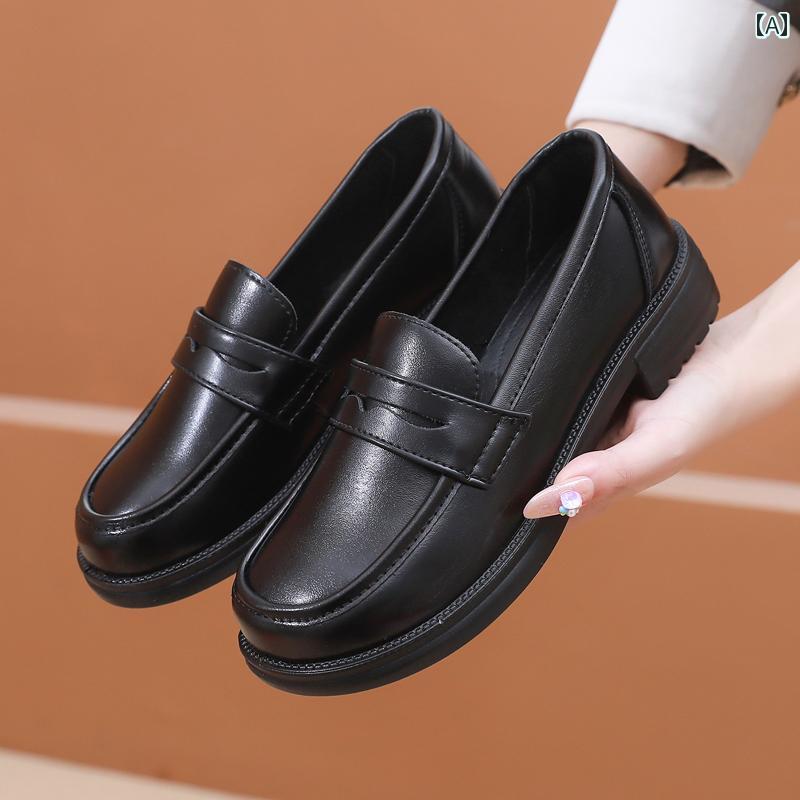 シューズ　スリッパ　カジュアル KFCの 女性用 作業 靴 黒の フラットな 滑り止め ソフト ソール 快適 レストランの ウェイター用 革靴 マザーズ シューズ