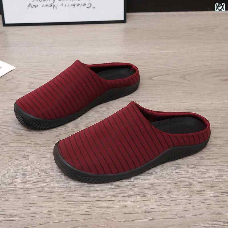 シューズ　スリッパ　カジュアル 高齢者向け 春 滑り止め スリッパ 柔らかい 靴 底 快適 高齢者の の 母親 つま先が 閉じた ハーフ