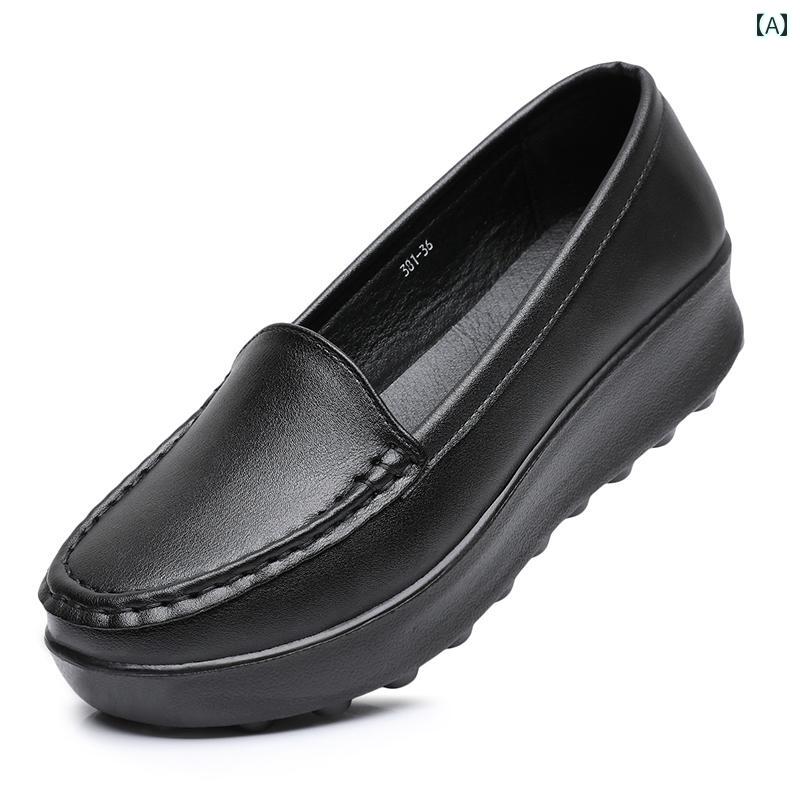 シューズ　スリッパ　カジュアル 春の 厚底 靴 シングル シューズ ソフト ソール 滑り止め マザーズ フラットソール 快適 春秋 通勤 レディースシューズ