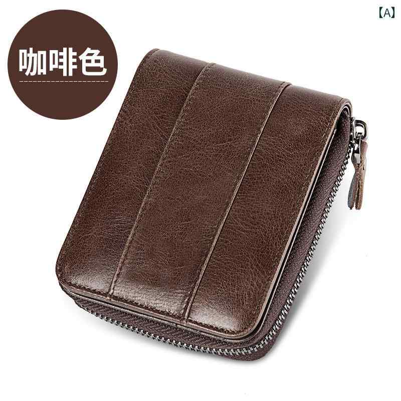 財布　カードケース　ウォレット メンズ ウォレット ショート 革 テクスチャ ジッパー 多機能 カードホルダー 一 体型 2025