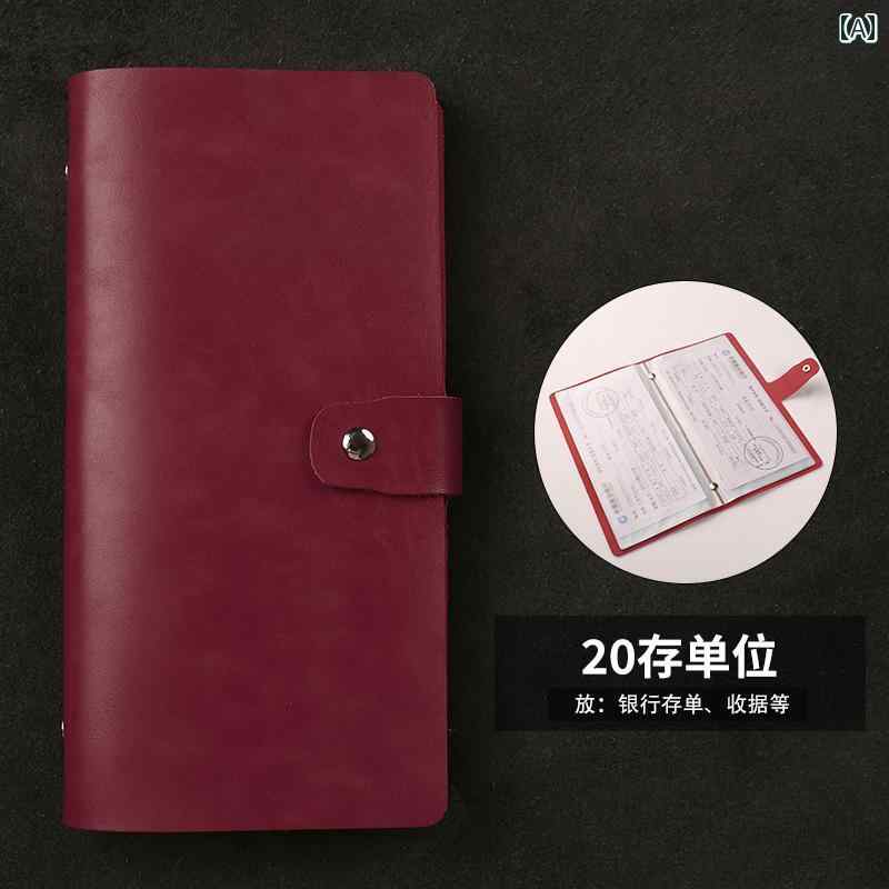 財布　カードケース　ウォレット 定期 預金 領収 書 収納 帳 革 紙幣 銀行 フォルダー 牛革 多機能 通..