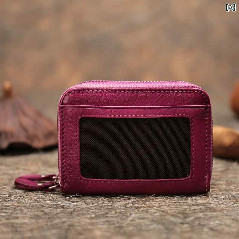 財布　カードケース　レザー Fatis レトロ 革 ミニ カードホルダー 多機能 マルチ カード ジッパー 小..