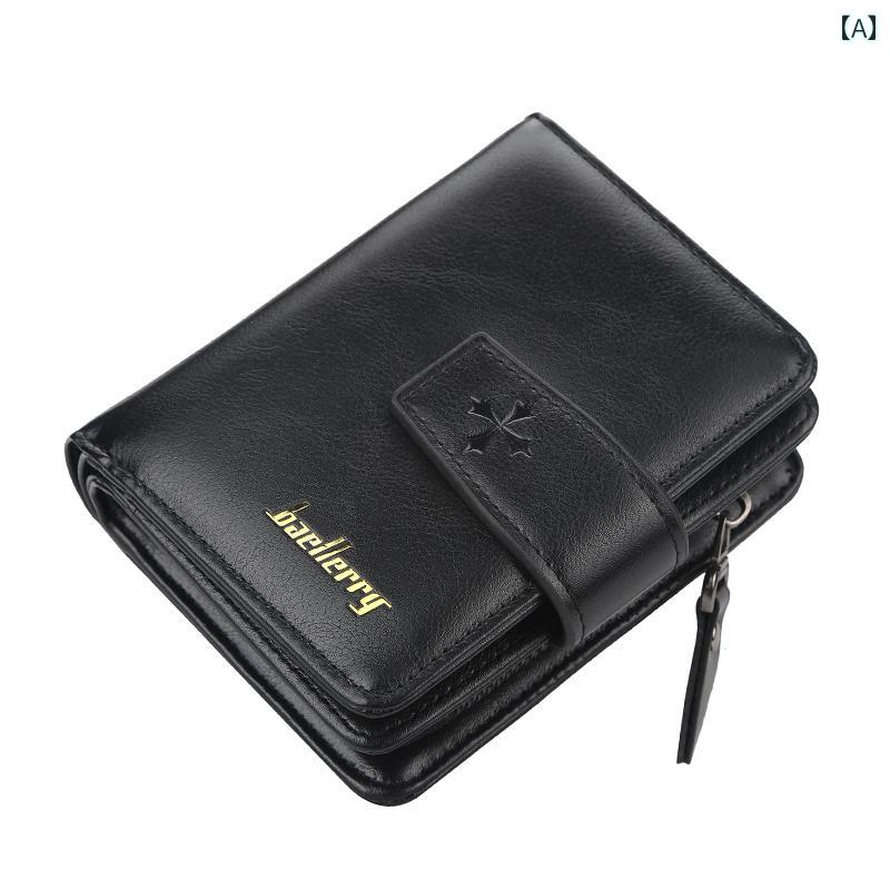 財布　カードケース　レザー 財布 メンズショート マルチ カードスロット 垂直 ジッパー バックル小銭..