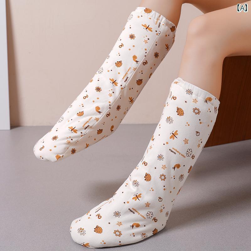 ソックス　靴下　カバー 綿 詰め 厚手 ソックス ハイ チューブ 膝 パッド 暖かい 防寒 秋冬 男女 ホーム 足 カバー