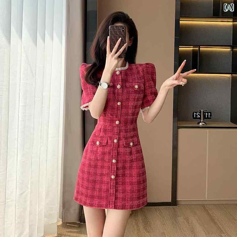 ドレス　パーティー　レディース フランス 風の エレガントの 高級 スカート レディース 夏の 小さい 花嫁の ウェディング 赤い 高級の ドレス