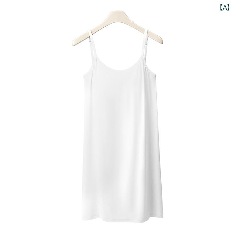 インナー　ワンピース　トップス キャットマン モダール サスペンダー ドレス レディース 夏用 ペチコ..