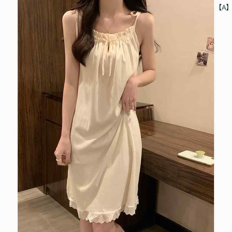 キャミソール　トップス　レディース サスペンダー ナイトドレス レディース 夏 スタイル 綿 フレンチ ..