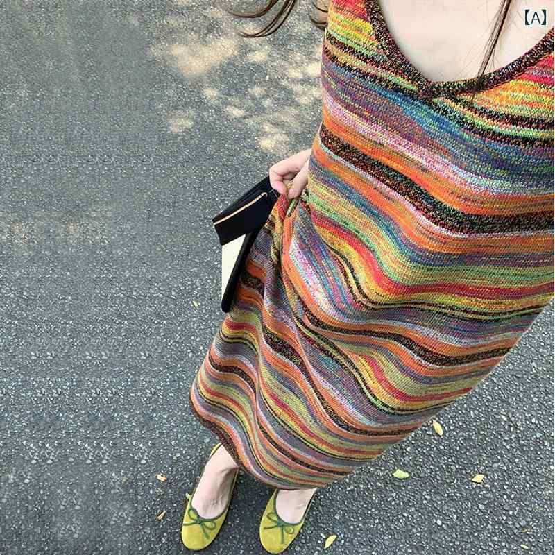 キャミソール　トップス　レディース レインボー サスペンダー スカート 2024新 スタイル レディース ..