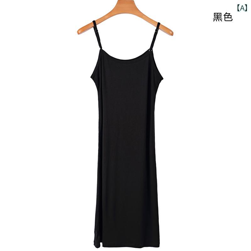 キャミソール　トップス　レディース モダール ミドル 丈 キャミソールドレス レイヤリング シャツ レ..