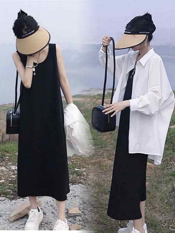 キャミソール　トップス　レディース レディース 夏の 休暇 日焼け防止 シャツと サスペンダー スカートの ゆったり ミドル丈 ベスト ドレス スーツ