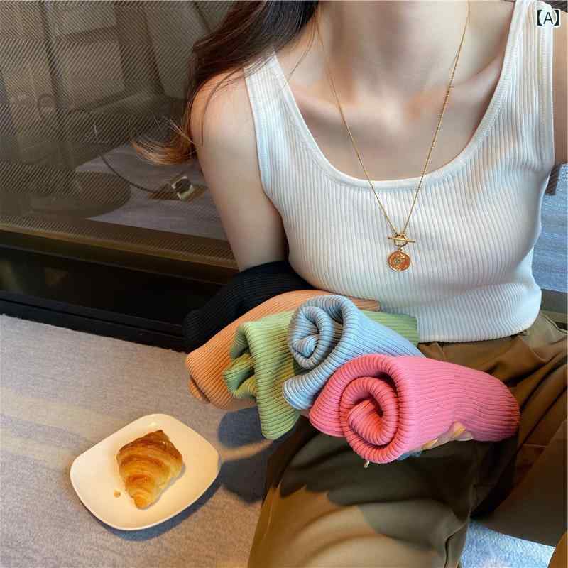 キャミソール　トップス　レディース 女性用 ホワイト ニットキャミソール ベスト 夏で スタイリッシュな インナーウェア ベース トップ アウターウェア