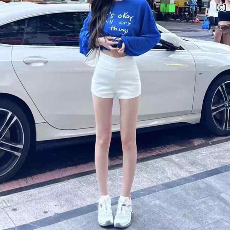 レギンス　パンツ　レディース ショート パンツと ロング Tシャツ ウエスト ゴム ...
